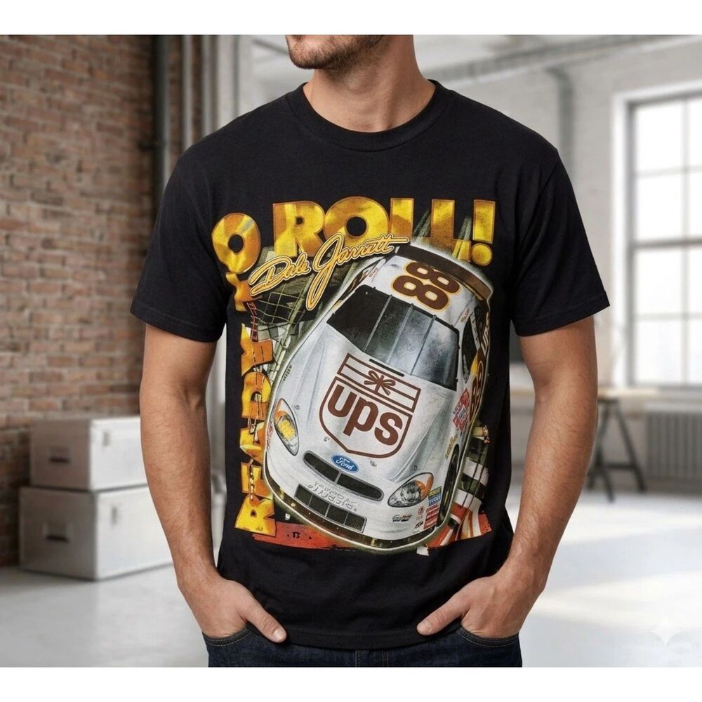 Dale Jarrett T Shirt UPS Nascar Mens L Front/Back Tee Graphic Racing Y2K Vintage